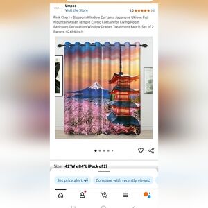 Pink Sakura & Fuji Scenic Window Curtains - Set of 2 42x84 Each Panel